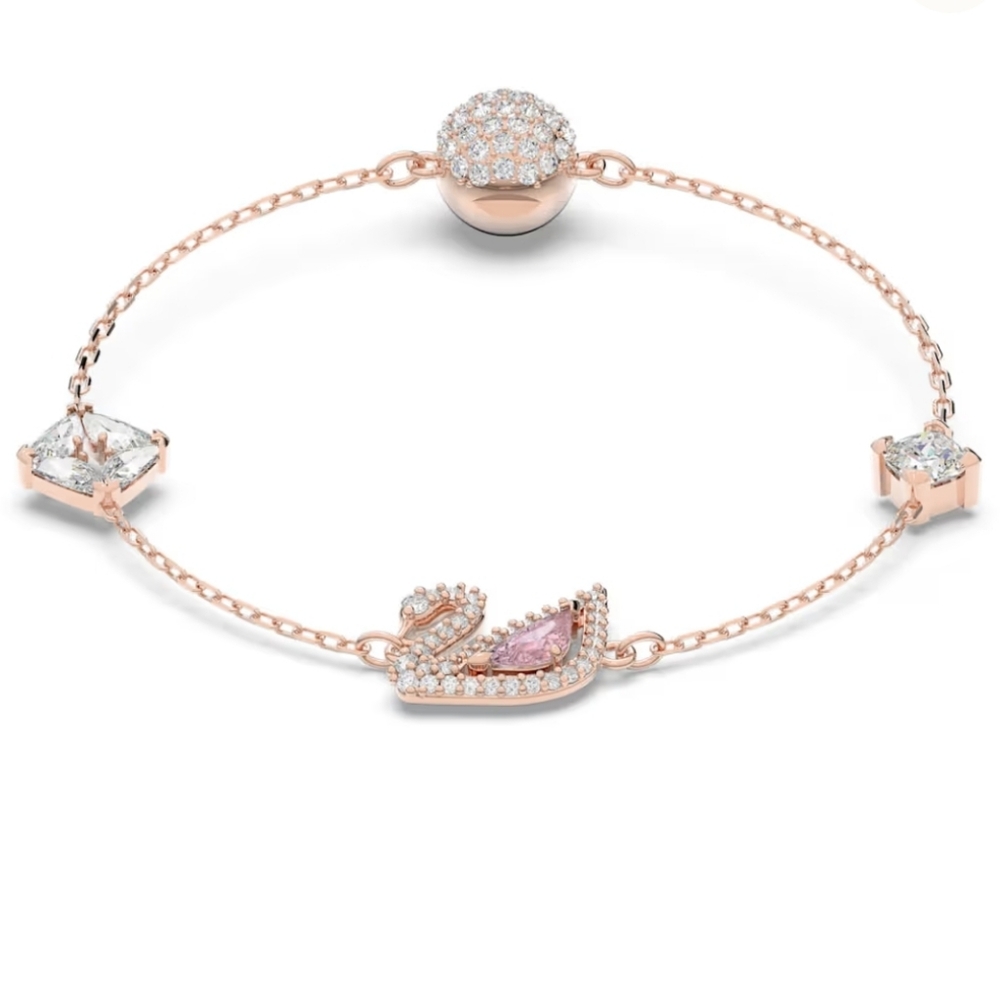 SWAROVSKI Swan Bracelet - Pink, Rose Gold-Tone Plated - NIB